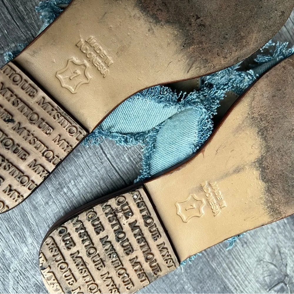 Mystique Crisscross Denim Slides Size 7